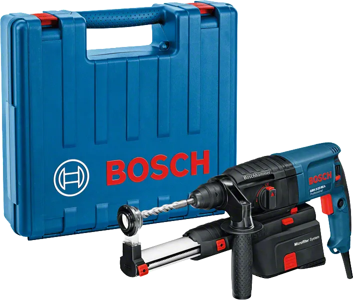 „Bosch GBH 2-23 REA“ perforatorius su dulkių ištraukimo funkcija.