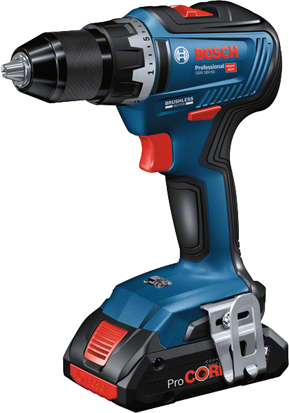 „Bosch GSR 18V-55“ akumuliatorinis gręžtuvas su „ProCORE“ akumuliatoriumi.