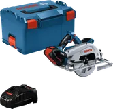 „Bosch GKS 18V-68 C“ akumuliatorinis diskinis pjūklas su dėklu.