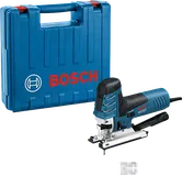 „Bosch GST 150 CE“ siaurapjūklis su nešiojimo dėklu.