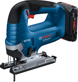 „Bosch GST 18V-125 B“ akumuliatorinis siaurapjūklis su „ProCore“ akumuliatoriumi.