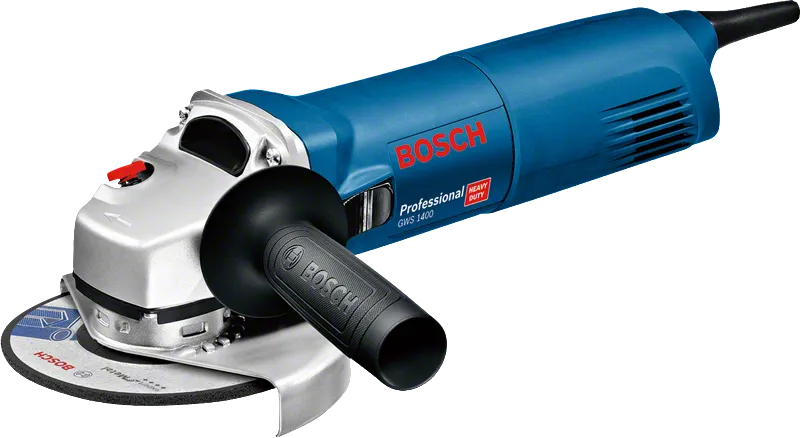 „Bosch GWS 1400“ kampinis šlifuoklis su šonine rankena.