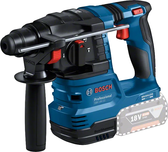 „Bosch GBH 18V-22“ akumuliatorinis perforatorius-gręžtuvas.