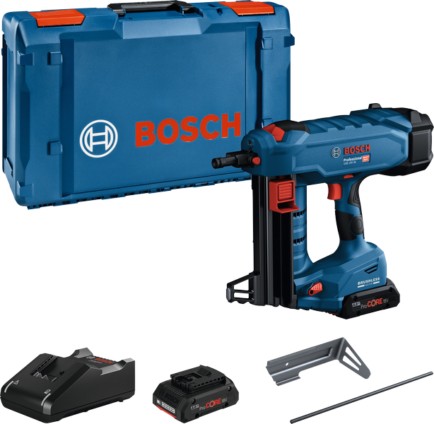 „Bosch GNB 18V-38“ akumuliatorinis vinių kalimo įrankis su dėklu.