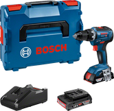„ Bosch GSR 18V-55“ akumuliatorinis gręžtuvas su dėklu ir akumuliatoriumi.