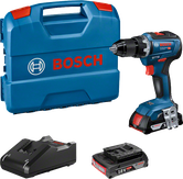 „ Bosch GSR 18V-55“ akumuliatorinis gręžtuvas su akumuliatoriumi ir įkrovikliu.