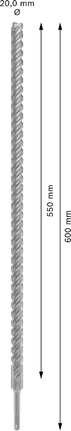 „Bosch PRO SDS plus-5X“ smūginis grąžtas, 20 x 550 x 600 mm.