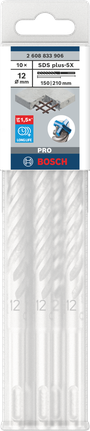 „Bosch SDS plus-5X“ grąžtų rinkinys, 12 × 150 × 210 mm.