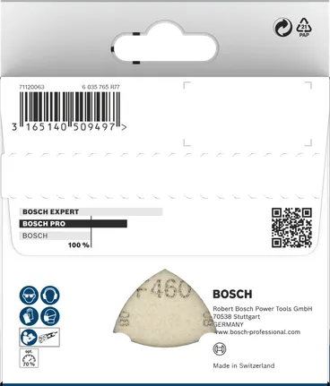 „Bosch PRO F460“ šlifavimo popierius, 93 × 93 mm.