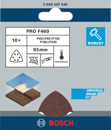 „Bosch PRO F460“ šlifavimo lapeliai, 93 mm, 10 vnt.