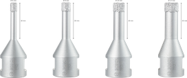 „Bosch PRO“ keraminių sauso pjovimo karūnų rinkinys, 6–12 mm, 4 dalys.