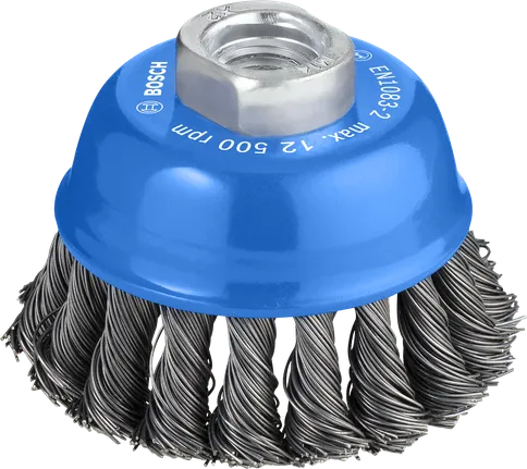 „Bosch PRO Metal“ sunkus taurės formos šepetys 75 mm kampiniams šlifuokliams.