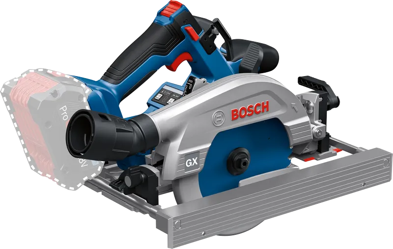 „ Bosch GKS 18V-57-2 GX“ akumuliatorinis diskinis pjūklas su lygiagrečia kreipiančiąja.