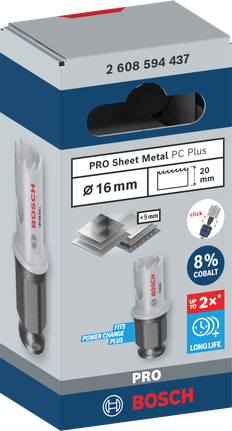 Bosch 16 mm PRO skardos skylių pjūklas.