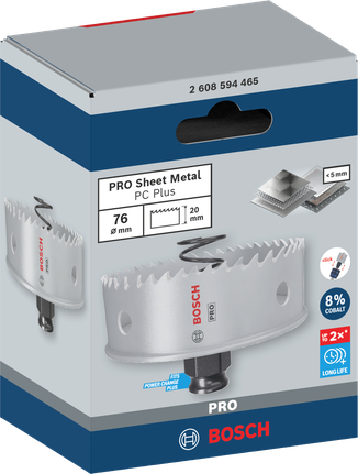 „Bosch 76 mm PRO“ lakštinio metalo skylių pjūklas.