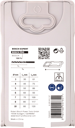 „Bosch PRO“ medienos grąžtų rinkinys su smailiu galu, 7 dalių.