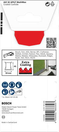„Bosch EXPERT MultiMax AIZ 32 APILT“ daugiafunkcio įrankio ašmenys 32 × 45 mm.