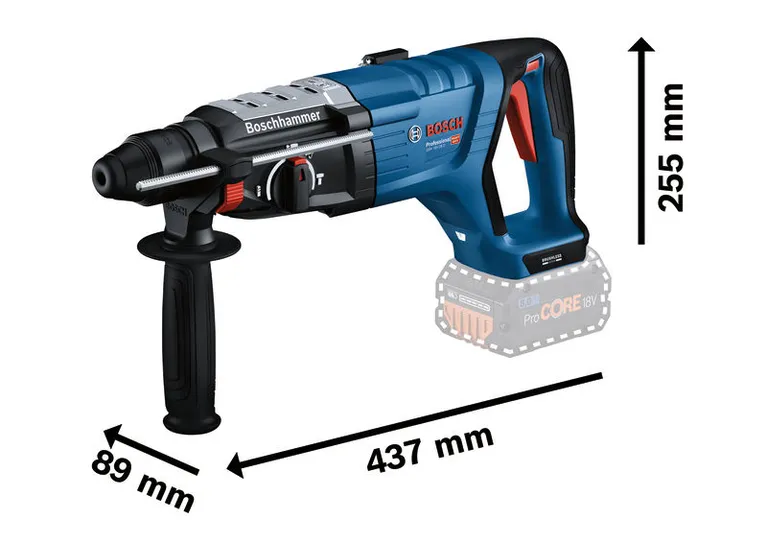 „Bosch GBH 18V-28 D“ akumuliatorinis perforatorius su SDS plus.