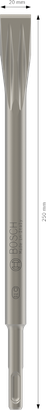 „Bosch PRO SDS plus-5C“ plokščias kaltas 20 x 250 mm griovimui.