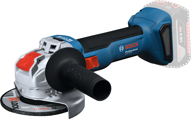 „Bosch GWX 18V-8“ akumuliatorinis kampinis šlifuoklis su „XLOCK“.
