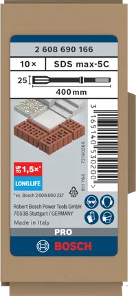 „Bosch SDS max-5C“ 25 × 400 mm kaltų rinkinys.