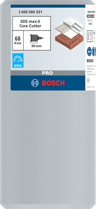 „Bosch PRO SDS max-5“ 68 mm karūnėlė mūrui.