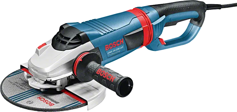 „Bosch GWS 24-230 LVI“ kampinis šlifuoklis su 230 mm disku.