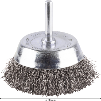 „Bosch PRO Metal“ švarus puodelio formos šepetys, 70 mm tiesiu kotu.