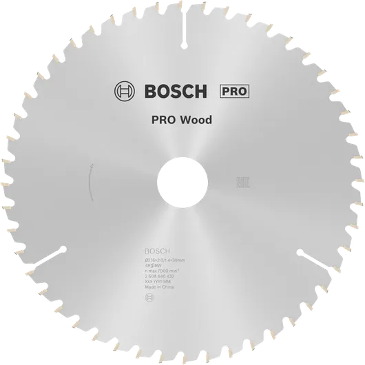 „Bosch PRO Wood“ diskinis pjūklo diskas, 216 mm, T48, skirtas švariems medienos pjovimams.