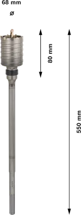 „Bosch PRO SDS max-5“ karūnėlė, 68 mm, su 6 dantimis.