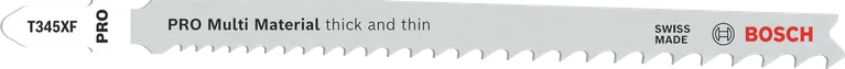 „Bosch PRO Multi Material T345XF“ siaurapjūklio pjūklelis storiems ir ploniems pjūviams.