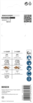 „Bosch PRO“ laminato rinkinys. U formos koto ašmenys 1,5–15 mm storio medžiagai.