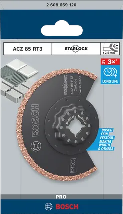 „Bosch PRO ACZ 85 RT3“ 85 × 2,5 mm daugiafunkcio įrankio ašmenys.