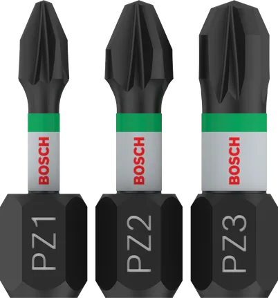 „Bosch PRO PZ“ smūginių antgalių rinkinys, PZ1, PZ2, PZ3, 25 mm.