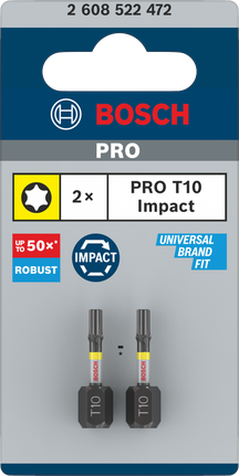 Bosch PRO T10 Torx smūginiai antgaliai 25 mm, 2 vnt.