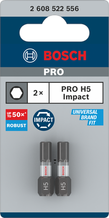 Bosch PRO H5 smūginiai antgaliai 25 mm 2 vnt.