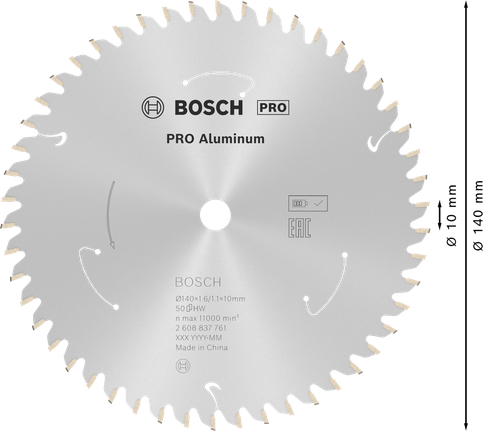 „Bosch PRO“ aliuminio diskinio pjūklo diskas, 140 mm, skirtas akumuliatoriniams pjūklams.