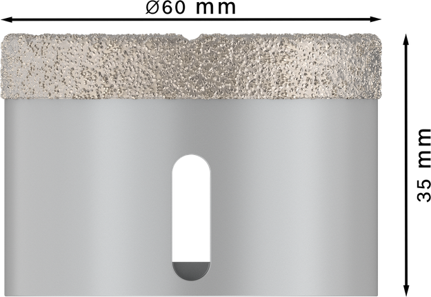 „Bosch PRO“ keraminis sauso pjovimo karūnų pjaustytuvas, 60 x 35 mm, „X-Lock“.