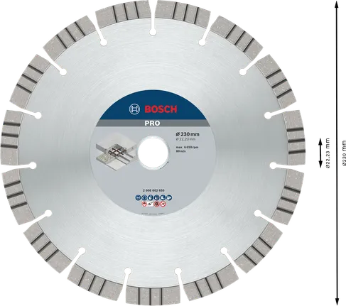 „Bosch PRO“ betono deimantinis diskas, 230 mm, pjovimui.