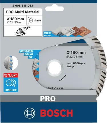 „Bosch PRO Multi Material“ deimantinis šlifavimo diskas, 180 × 22,23 mm.