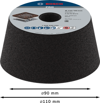„Bosch PRO“ metalinis kūginis taurės formos šlifavimo diskas G60.
