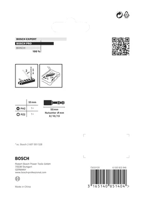 „Bosch PRO“ smūginių suktuvų rinkinys, 5 dalių, 3/8 colio.