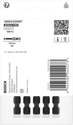 Bosch PRO Robertson smūginiai antgaliai R2 55 mm 5 vnt.