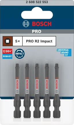 „Bosch PRO R2“ smūginių antgalių, 5 vnt. pakuotėje.