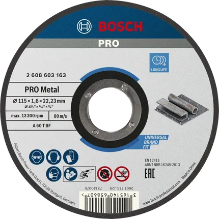 „Bosch PRO“ metalinis pjovimo diskas, 115 x 1,6 x 22,23 mm.