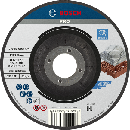 „Bosch PRO“ akmens pjovimo diskas, 125 mm, skirtas mūrui.