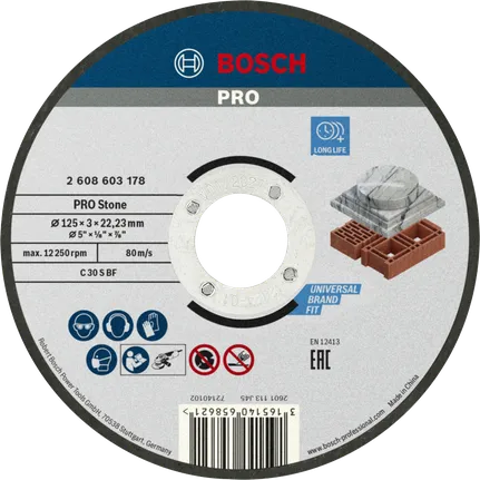 „Bosch PRO“ akmens pjovimo diskas, 125 mm, skirtas mūrui.