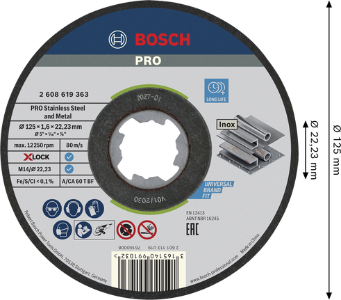 „Bosch PRO“ nerūdijančio plieno ir metalo pjovimo diskas „X-Lock“.