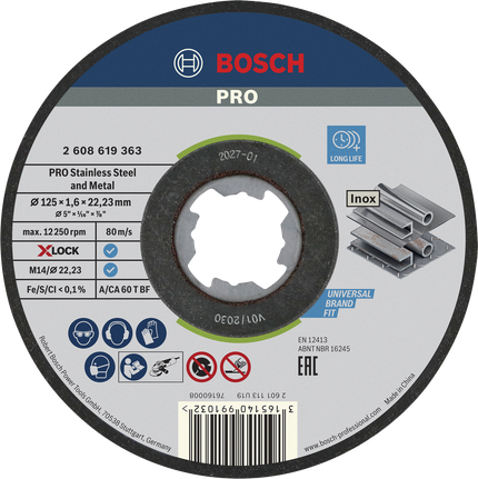 „Bosch PRO“ nerūdijančio plieno ir metalo „X-Lock“ pjovimo diskas.