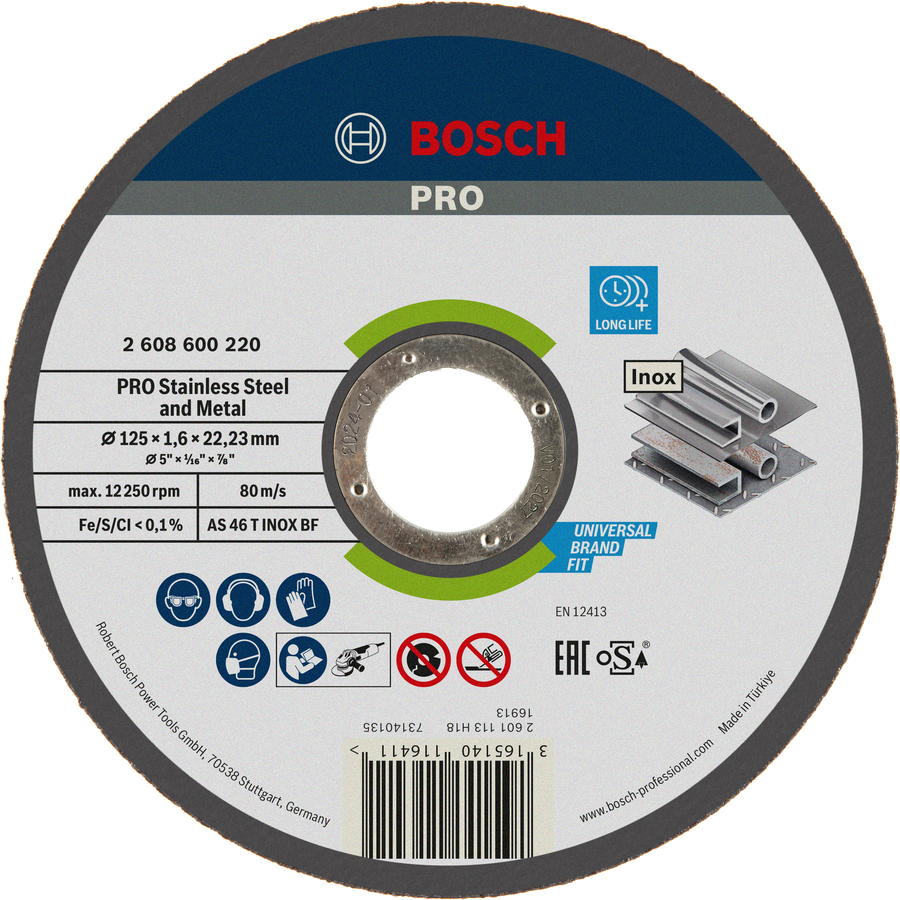 „Bosch PRO“ nerūdijančio plieno ir metalo pjovimo diskas, 125 mm.